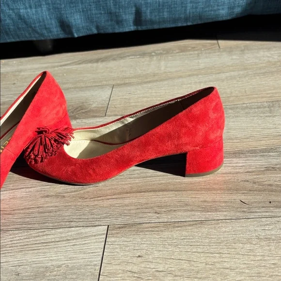 Anne Klein genuine calf, skin size 7 1/2 chunk heel pumps Red never worn - Picture 8 of 8